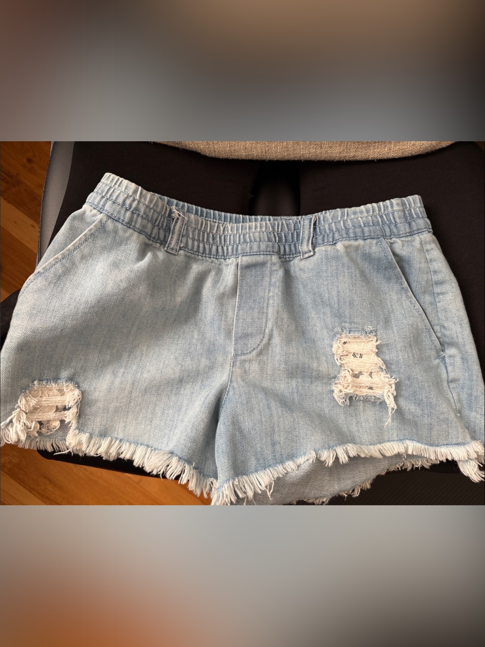 aerie Light Blue Distressed Denim Jean Shorts